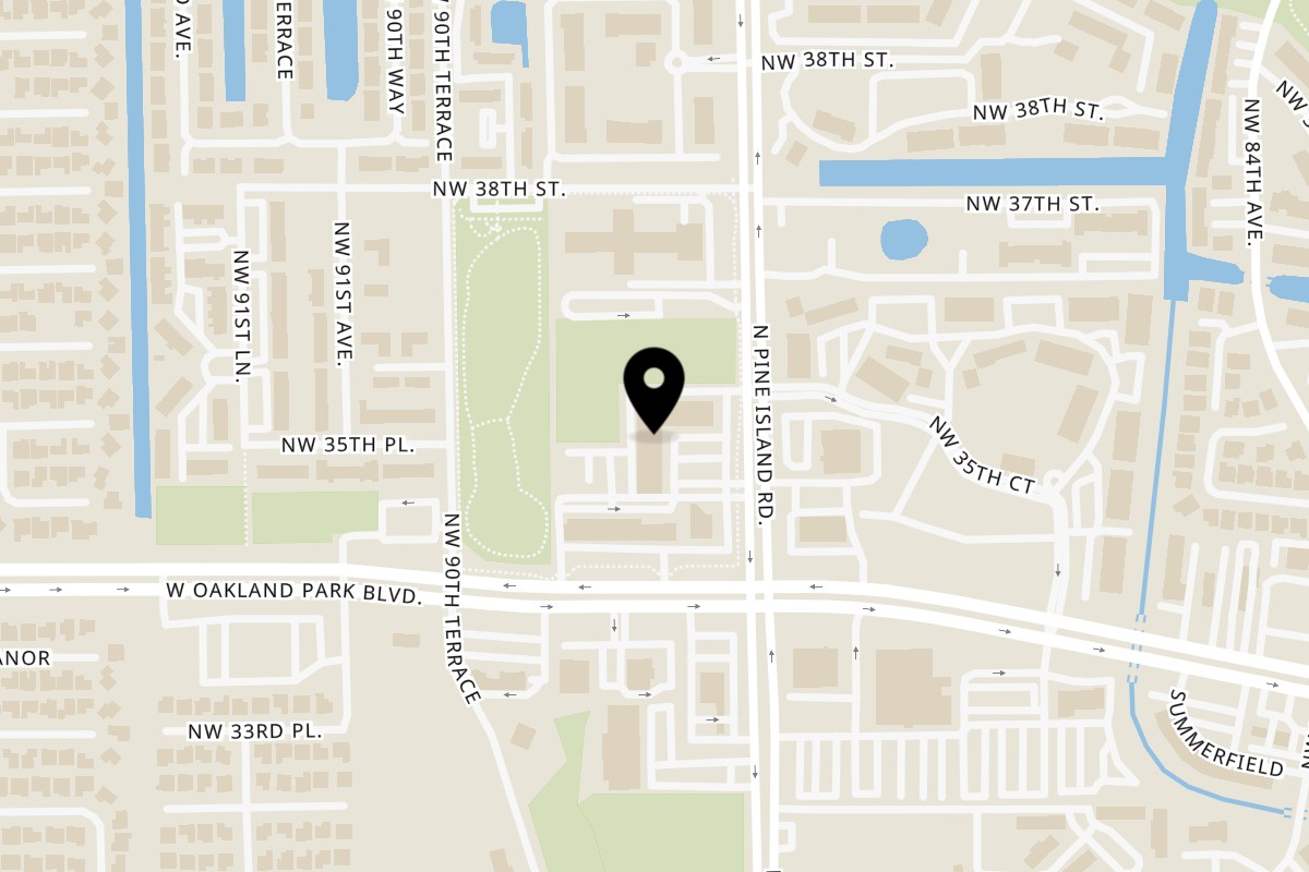 Map showing the location of Summer Wood Cafe on 3517 N Pine Island Rd in Sunrise